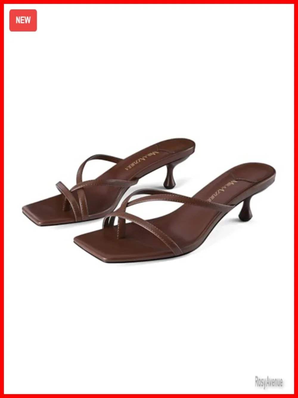 Square Toe Flip Flop Low Heel Sandals Kitten Heels Faux Leather